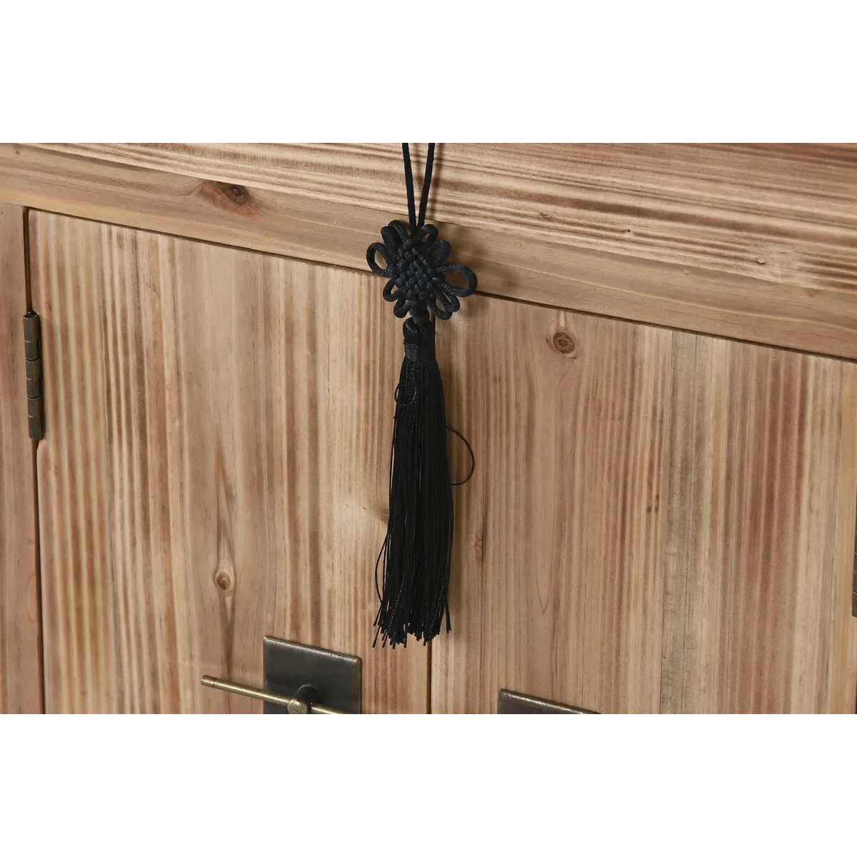Mesita de Noche Home ESPRIT Negro Natural Madera de abeto Madera MDF 45 x 34 x 66 cm