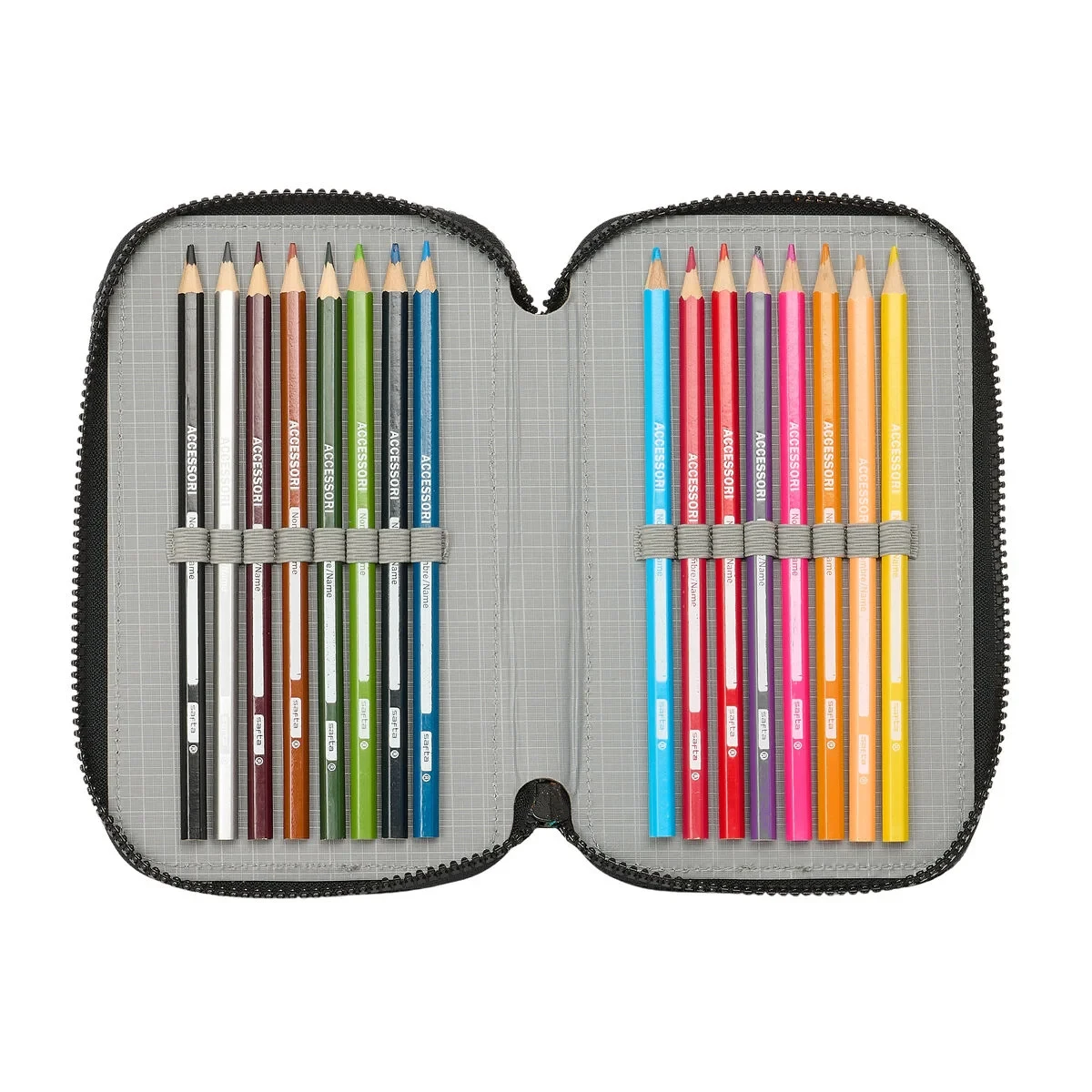 Plumier Triple Teenage Mutant Ninja Turtles Negro Gris 12,5 x 19,5 x 5,5 cm 36 Piezas