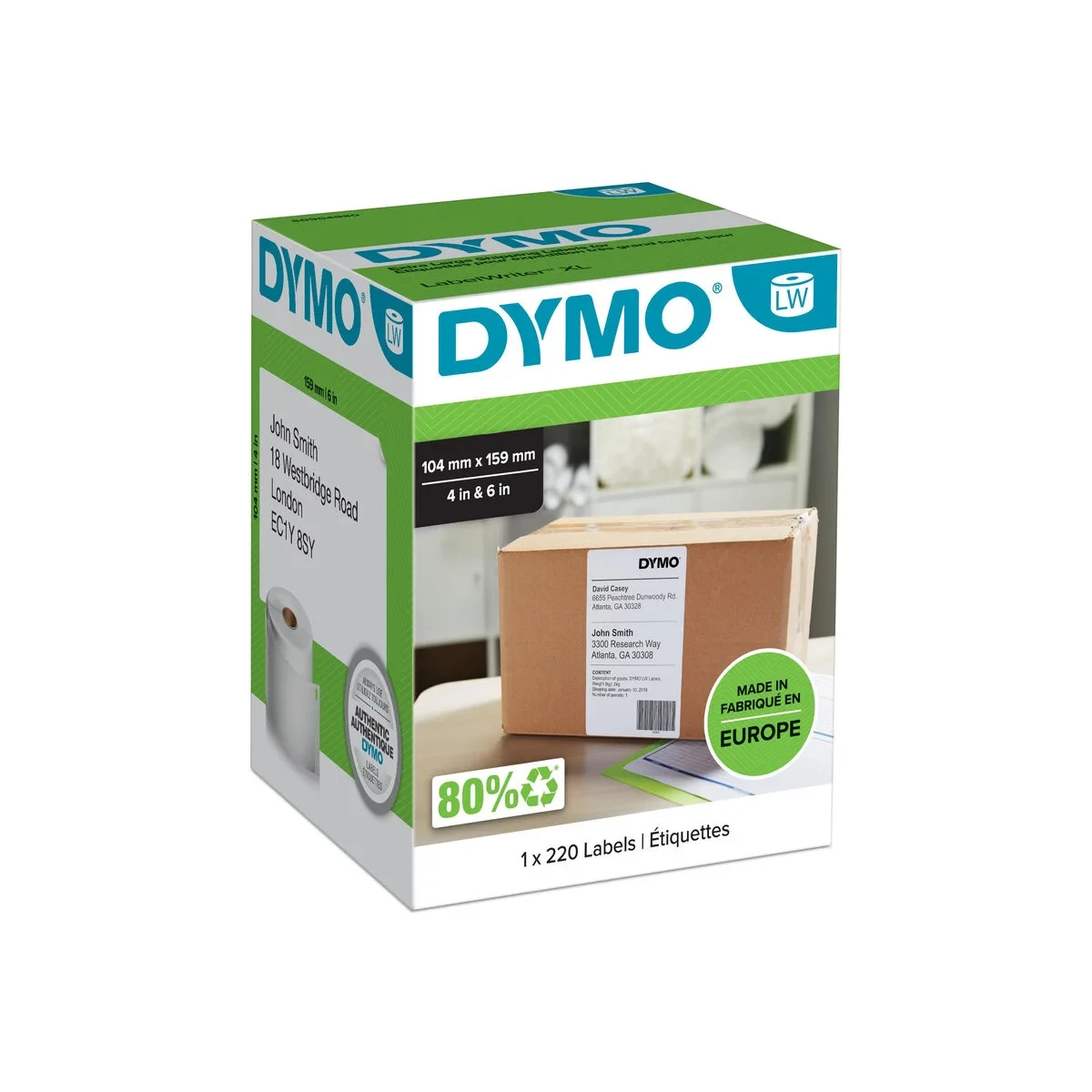 Rollo de Etiquetas Dymo S0904980 Blanco Negro/Blanco
