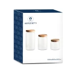 Set de 3 Botes DKD Home Decor Acacia Vidrio de Borosilicato (1 L) (400 ml) (700 ml) (3 Piezas)