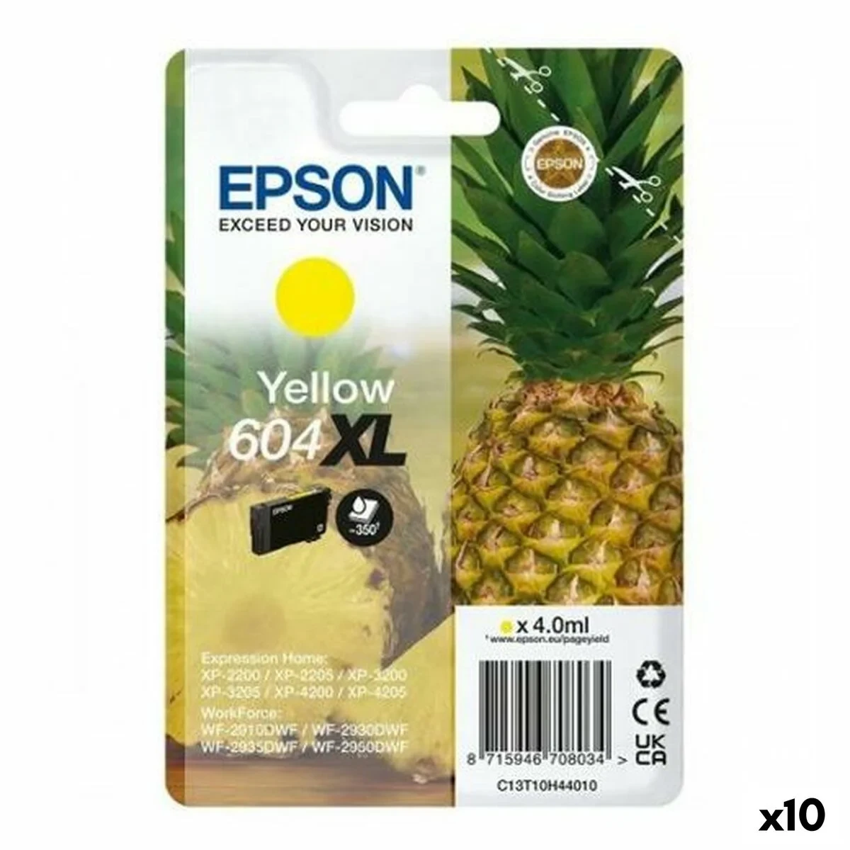 Cartucho de Tinta Original Epson XP-2200 WF-2910DWF Amarillo (10 Unidades)
