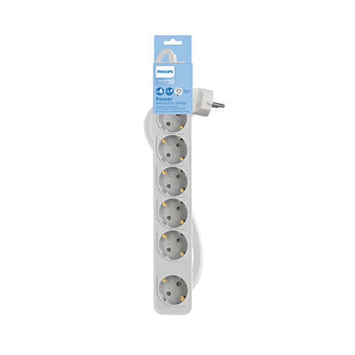 Regleta Enchufes 6 Tomas con Interruptor Philips CHP2164W/62 (1,5 m)