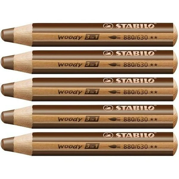 Lápices de colores Stabilo Woody Marrón 3 en 1 (5 Unidades)