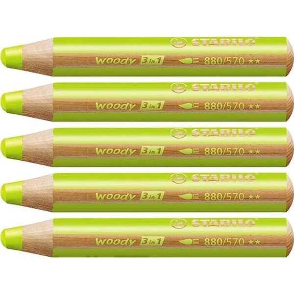 Lápices de colores Stabilo Woody Verde 3 en 1 (5 Unidades)