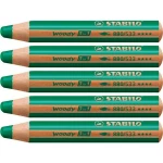 Lápices de colores Stabilo Woody Verde oscuro 3 en 1 (5 Unidades)