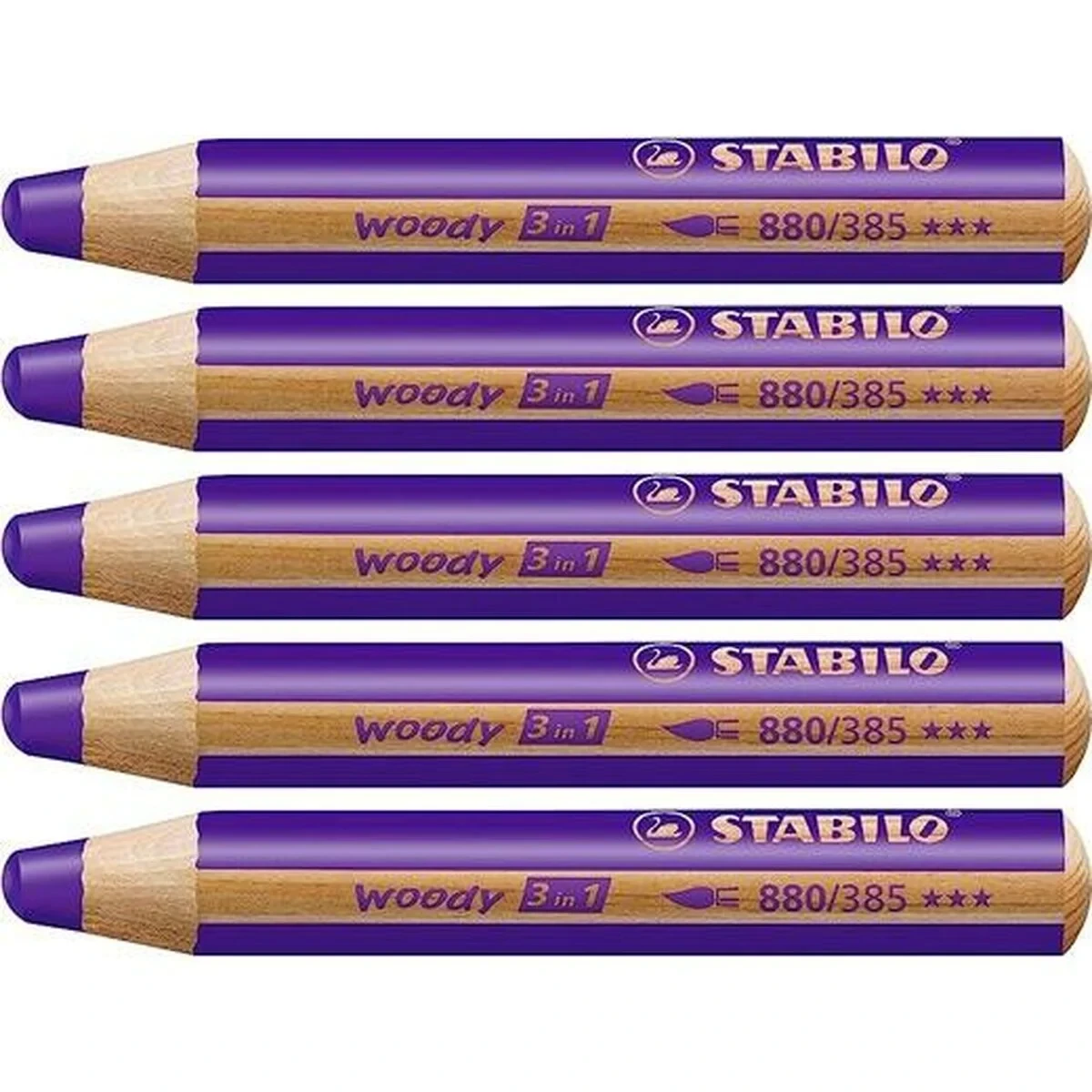 Lápices de colores Stabilo Woody Violeta 3 en 1 (5 Unidades)