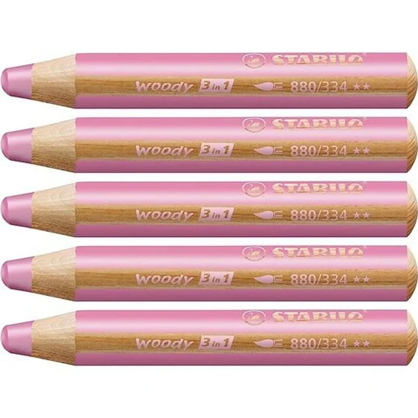 Lápices de colores Stabilo Woody Rosa 3 en 1 (5 Unidades)