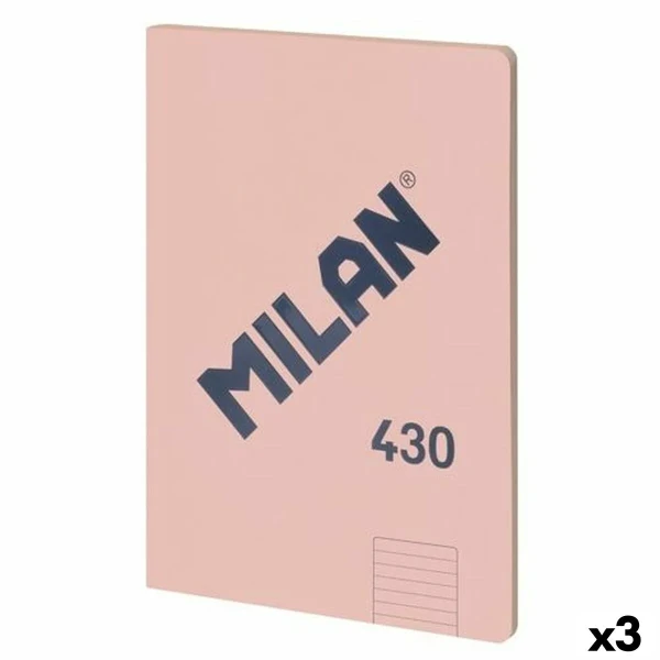 Libreta Milan 430 Rosa A4 48 Hojas 21 x 29,7 cm (3 Unidades)