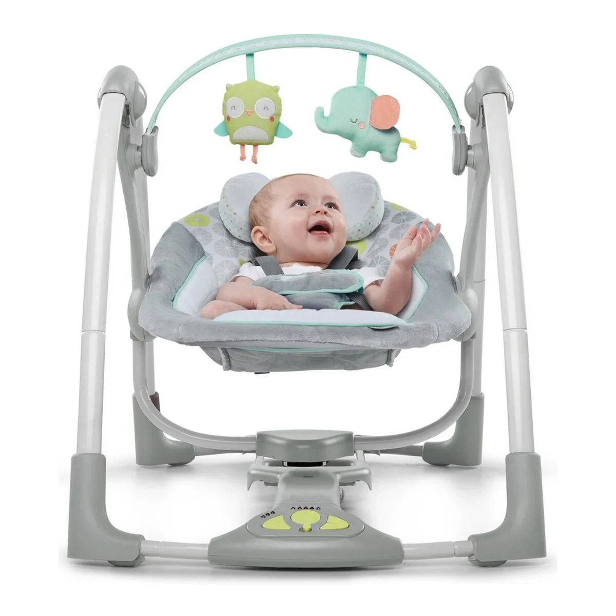 Mecedora Ingenuity Compact Swing - Hugs & Hoots Blanco Gris