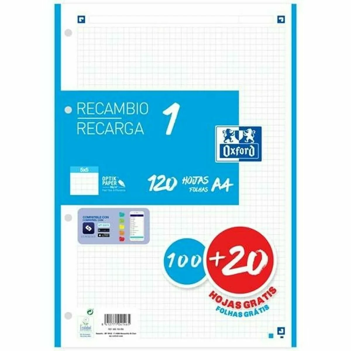 Hojas de cuadrícula Oxford A4 120 Hojas (13 Unidades)