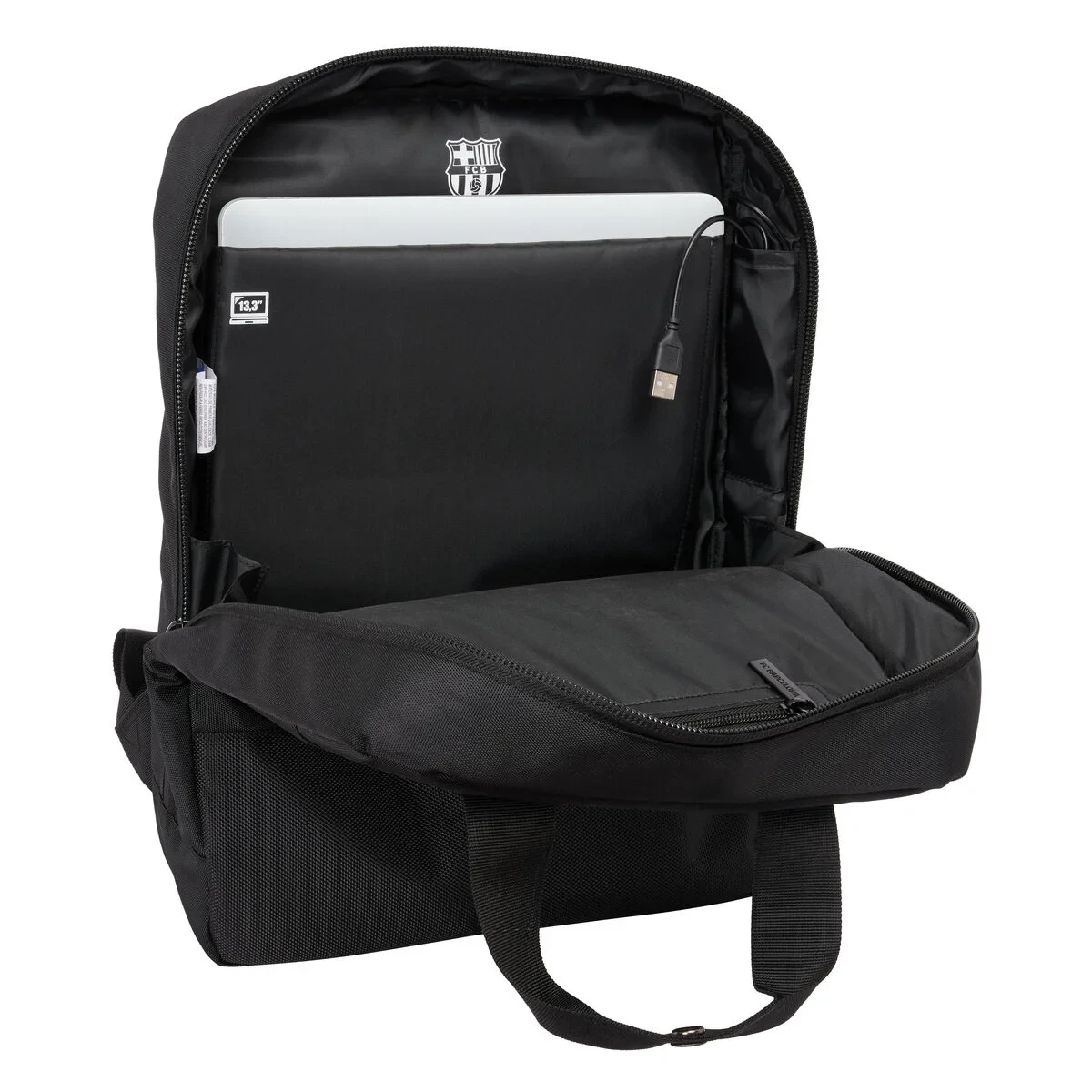 Mochila para Portátil F.C. Barcelona Premium Negro 29 x 39 x 11 cm 13,3"