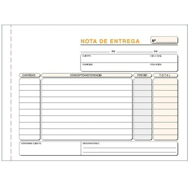 Talonario de Entregas 21 x 15 cm (5 Unidades)