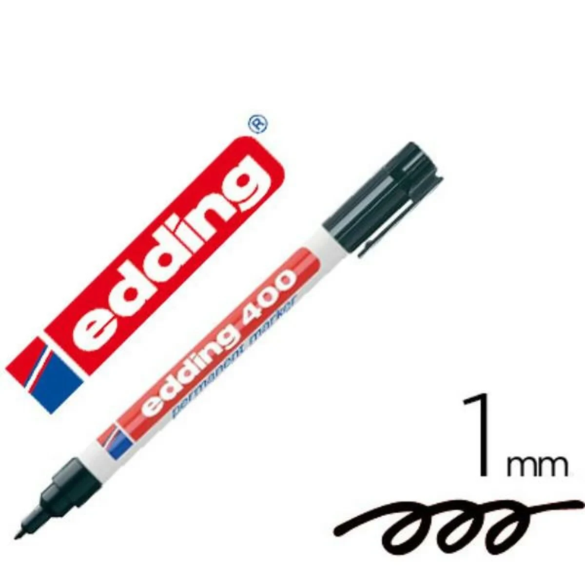 Rotulador permanente Edding 400-01 Negro 1 mm (10 Unidades)