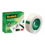 Cinta Adhesiva Scotch Magic Transparente Blanco 19 mm x 33 m (12 Unidades)