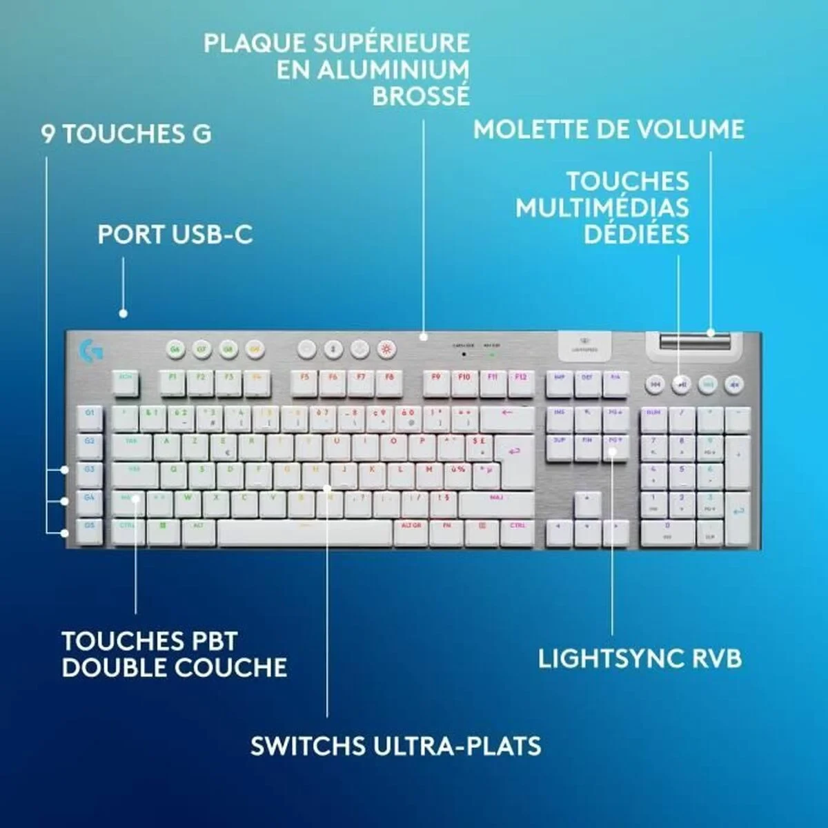 Teclado Inalámbrico Logitech G915 X Blanco AZERTY
