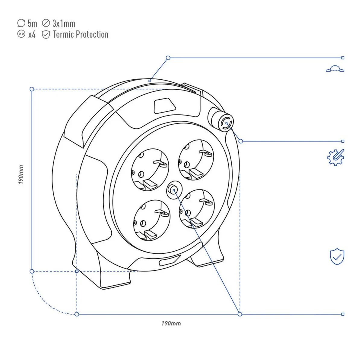 Alargador EDM 20050 Rojo 5 m Cable