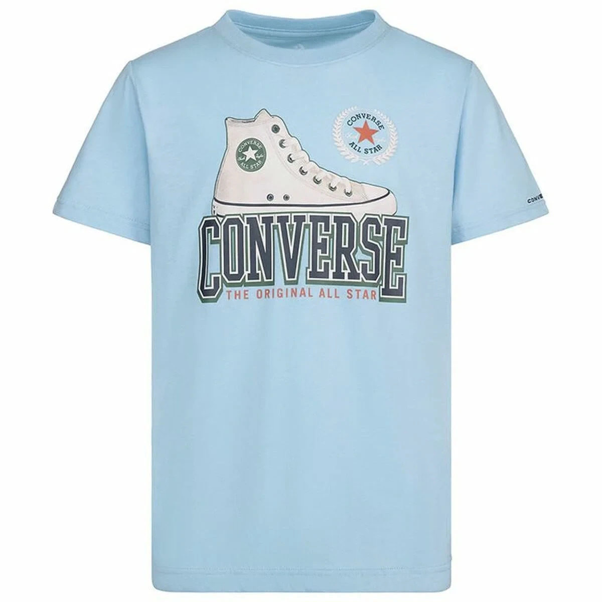Camiseta de Manga Corta Infantil Converse Script Sneaker Gfx Azul cielo