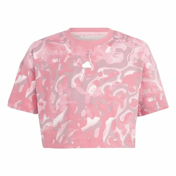 Camiseta de Manga Corta Infantil Adidas Jg Fi Aop Rosa