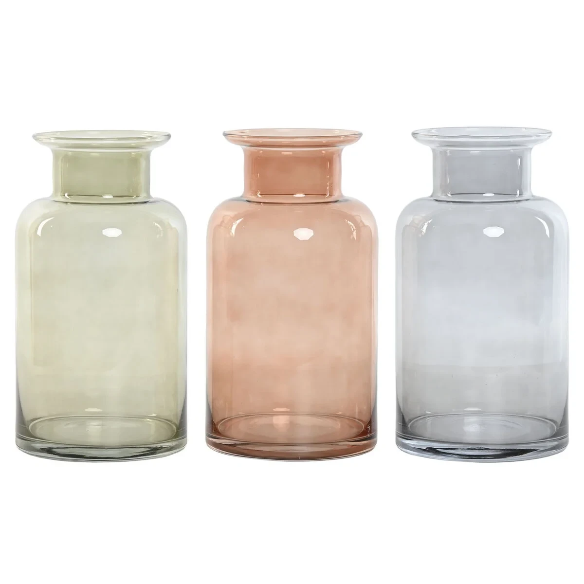 Jarrón Home ESPRIT Azul Verde Ambar Cristal 14,5 x 14,5 x 26,5 cm (3 Unidades)