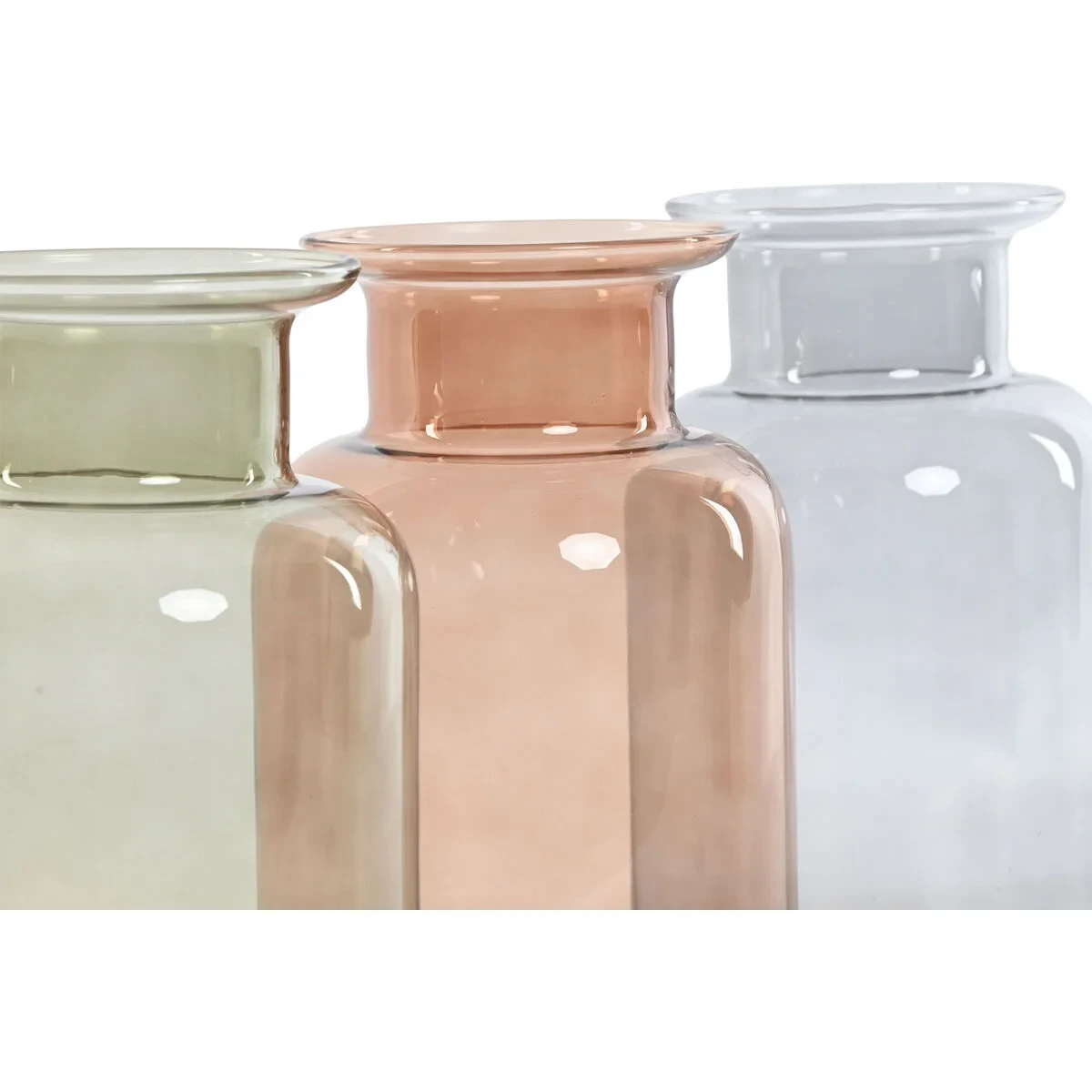 Jarrón Home ESPRIT Azul Verde Ambar Cristal 14,5 x 14,5 x 26,5 cm (3 Unidades)