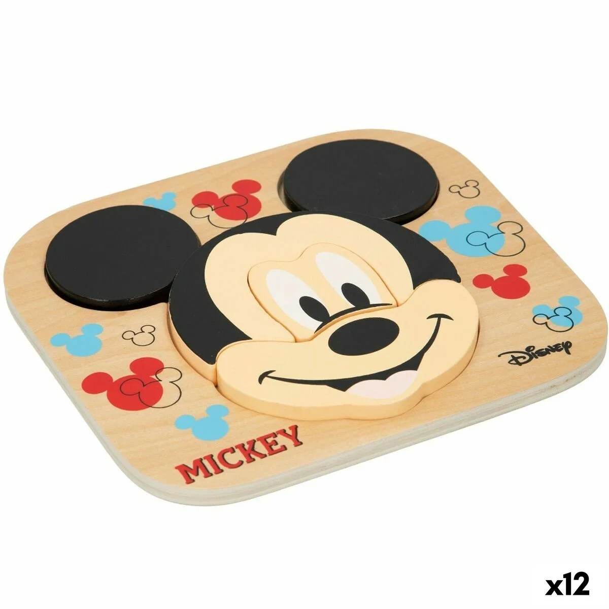 Puzzle Infantil de Madera Disney Mickey Mouse + 12 Meses 6 Piezas (12 Unidades)