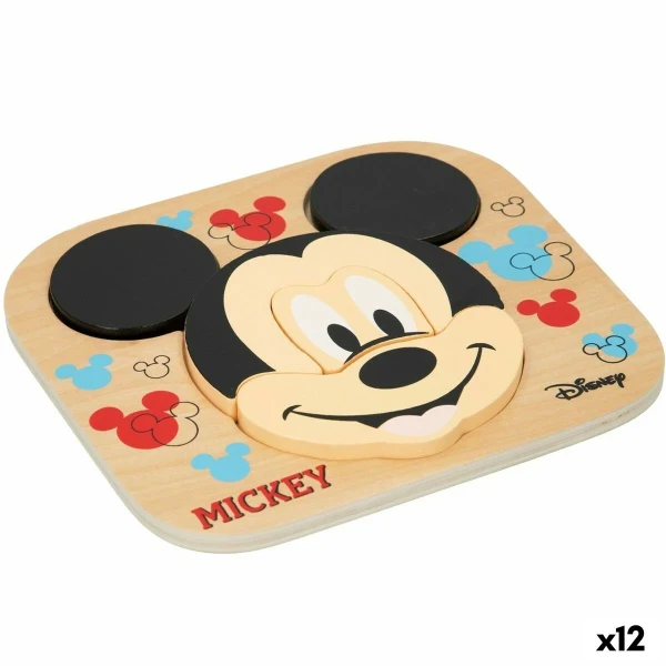 Puzzle Infantil de Madera Disney Mickey Mouse + 12 Meses 6 Piezas (12 Unidades)