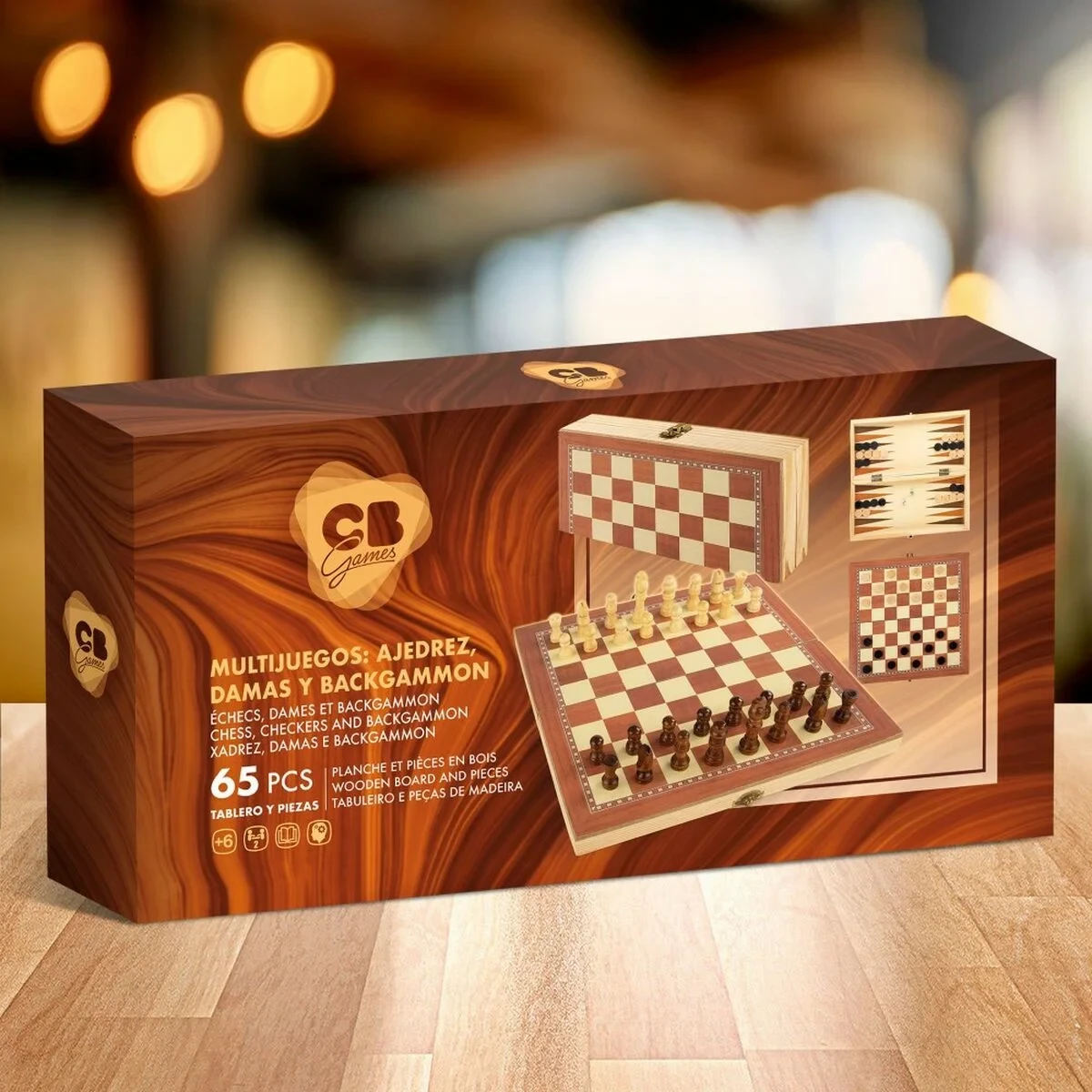 Tablero de Ajedrez y Damas CB Games Madera Backgammon (6 Unidades)
