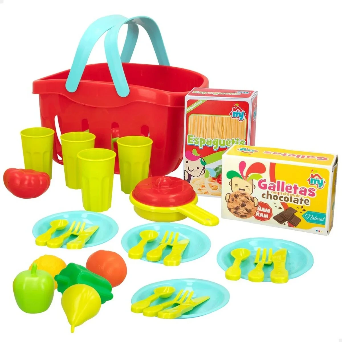 Set de Alimentos de Juguete Colorbaby Menaje y utensilios de cocina 33 Piezas (12 Unidades)