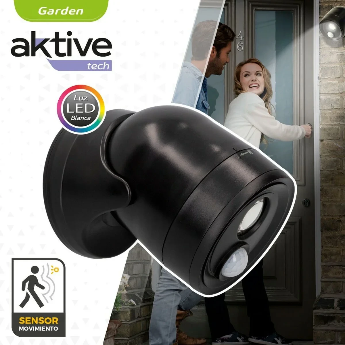 Luz LED con Sensor de Movimiento Aktive Plástico 10,5 x 12,5 x 13,5 cm (12 Unidades)