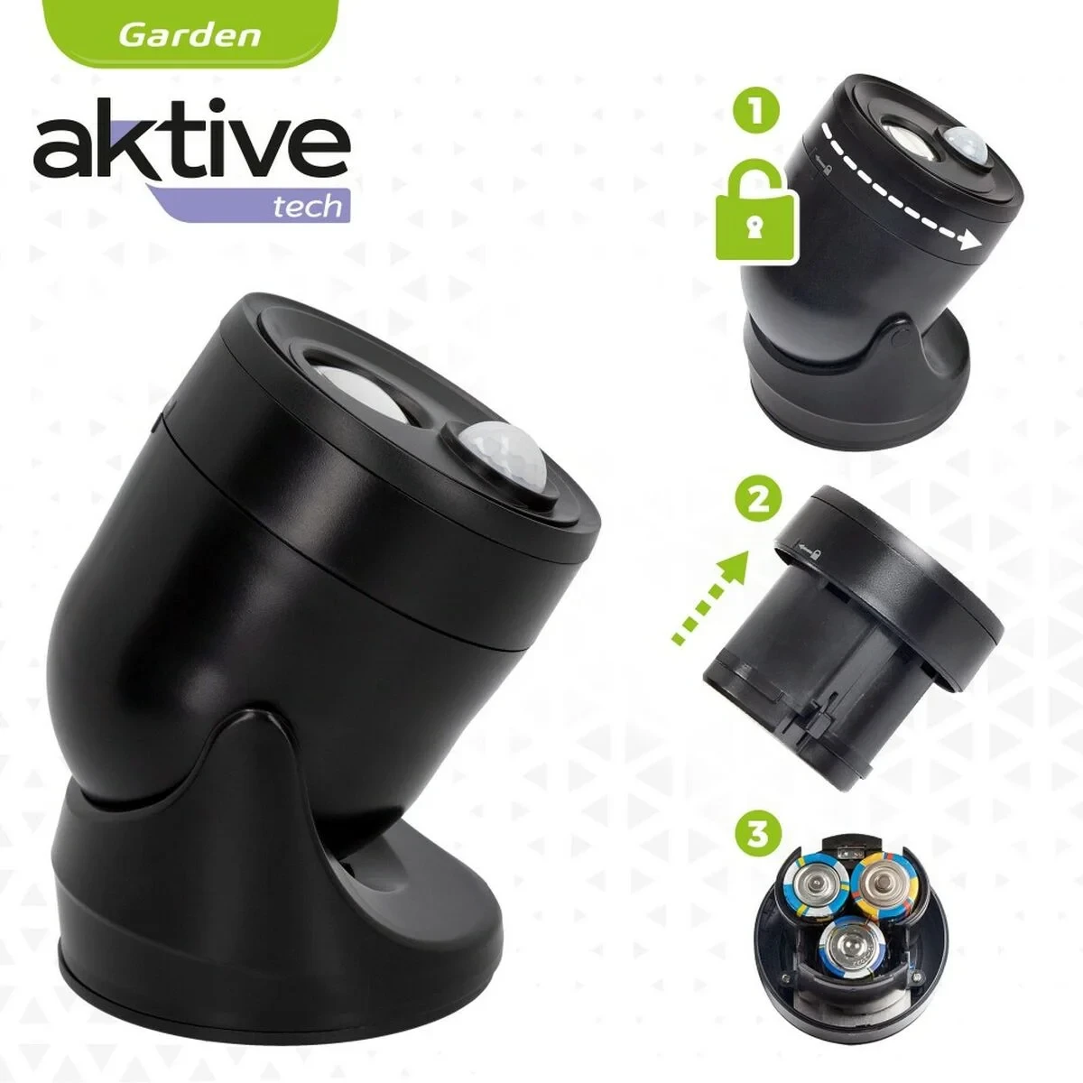 Luz LED con Sensor de Movimiento Aktive Plástico 10,5 x 12,5 x 13,5 cm (12 Unidades)