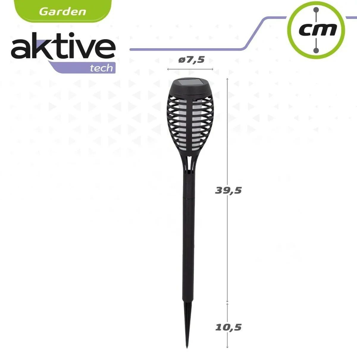 Set de antorchas solares de jardín Aktive Plástico 7,5 x 50 x 7,5 cm (4 Unidades)