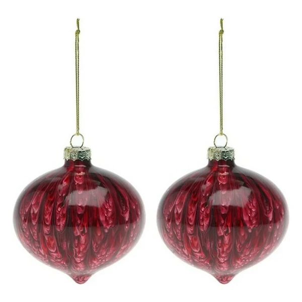 Bolas de Navidad (2 pcs) 112490 Marrón Rojo 8 cm (2 Unidades)
