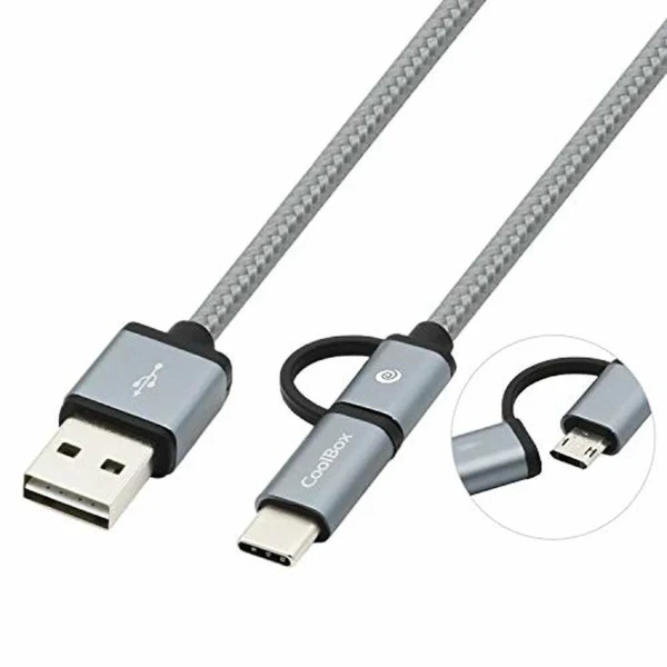 Cable USB a Micro USB y USB-C CoolBox COO-CAB-U2MC-GR Gris
