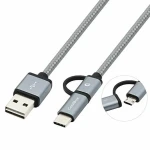Cable USB a Micro USB y USB-C CoolBox COO-CAB-U2MC-GR Gris