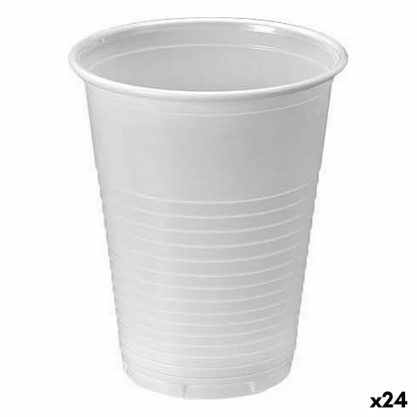 Set de vasos reutilizables Algon Blanco 25 Piezas 200 ml (24 Unidades)