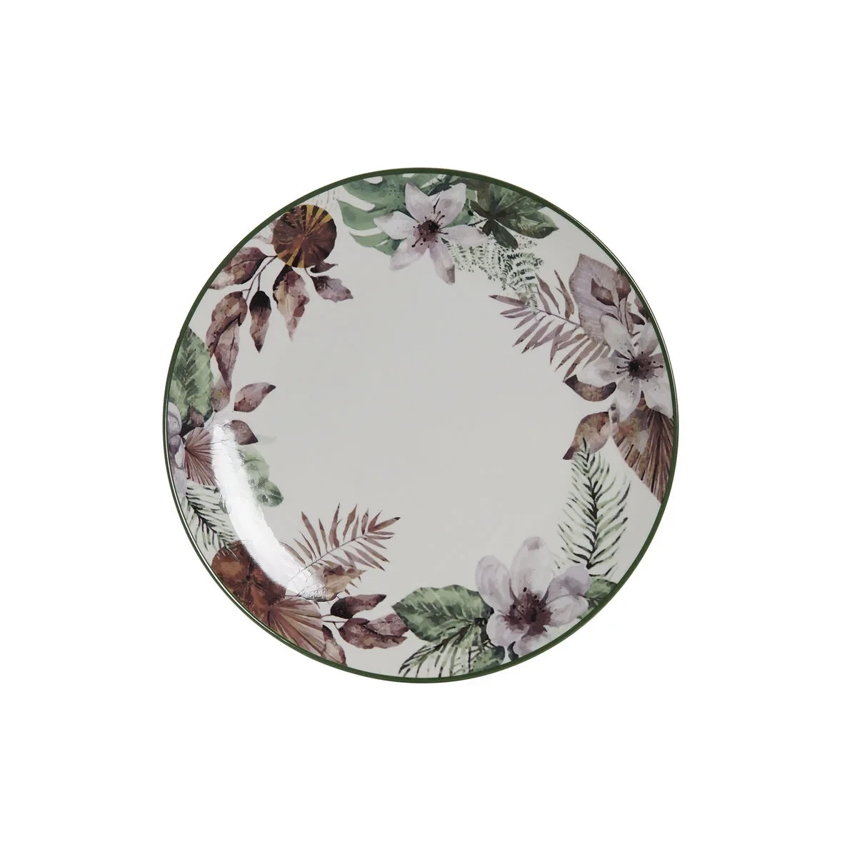 Plato Llano DKD Home Decor Flores Porcelana (27 x 27 x 2 cm)