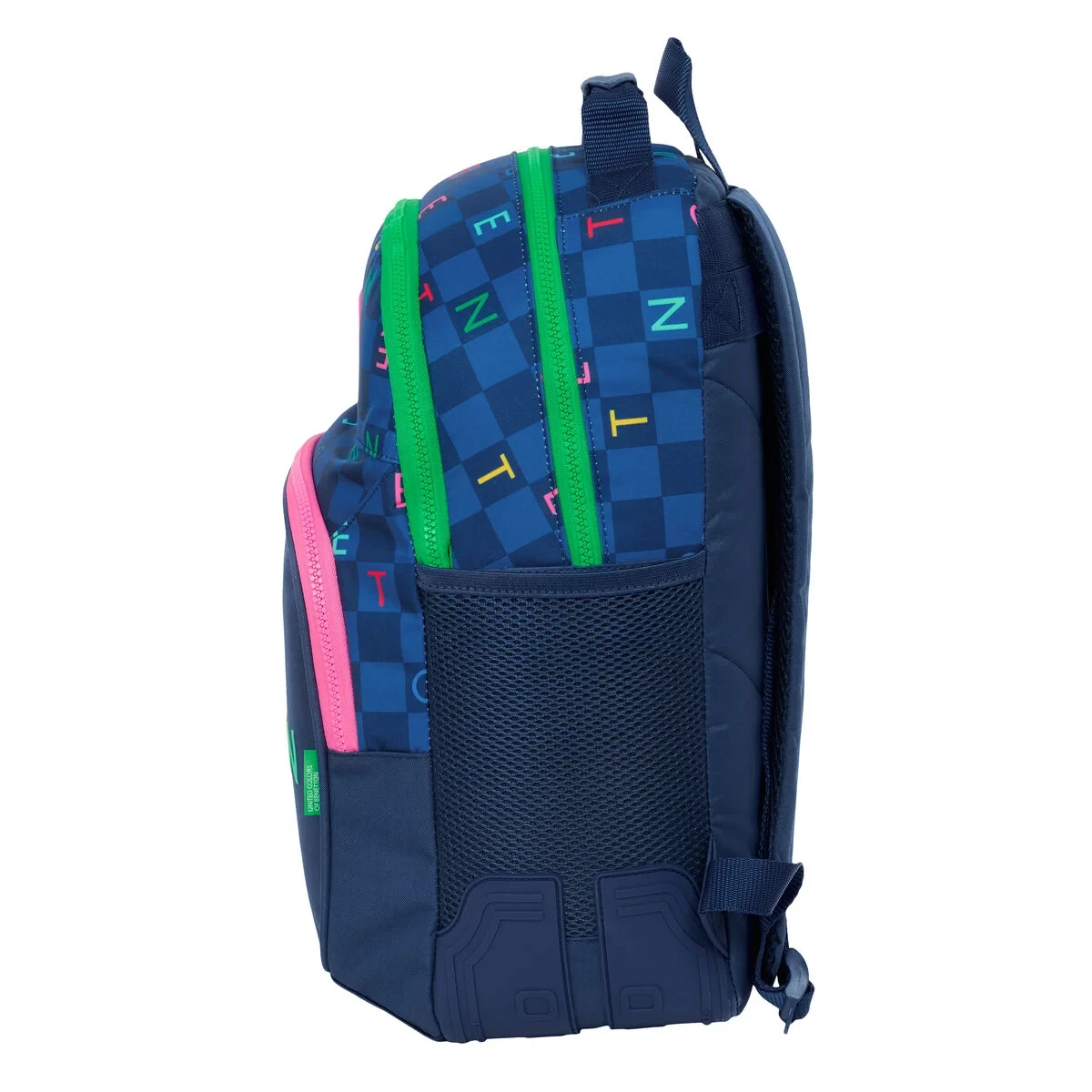 Mochila Escolar Benetton Damero Azul marino 32 x 42 x 15 cm