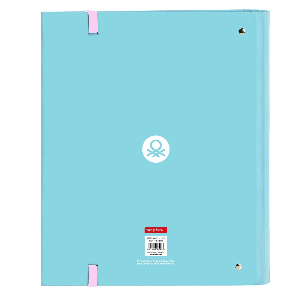 Carpeta de anillas Benetton Unique Rosa Turquesa 27 x 32 x 3.5 cm