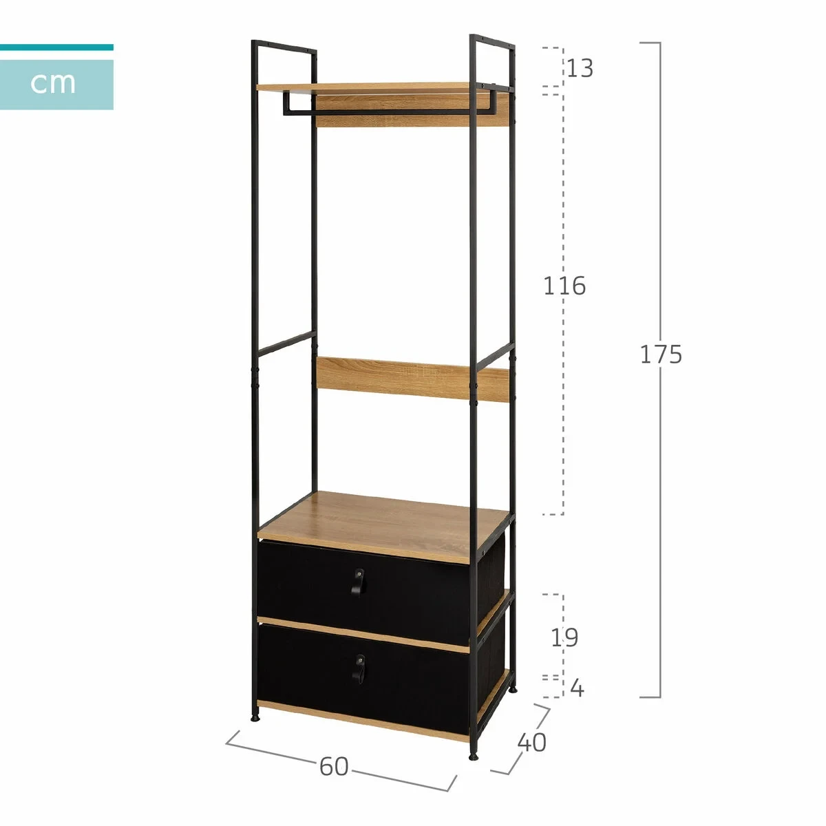 Armario Max Home Tela Acero Melamina Aglomerado 60 x 175 x 40 cm