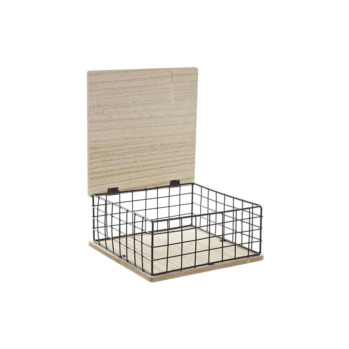 Caja Decorativa DKD Home Decor Negro Natural Metal Madera MDF