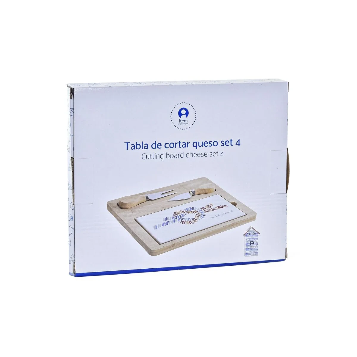Tabla para cortar queso DKD Home Decor Bambú Gres 24,5 x 20 x 1,2 cm Marinero