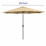Marbueno Sombrilla Acero 8 Varillas D270 cm Polyester Marron Jardin, Piscina y Terraza 10482