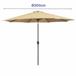 Marbueno Sombrilla Acero 8 Varillas D300 cm Polyester Marron Jardin, Piscina y Terraza 10485