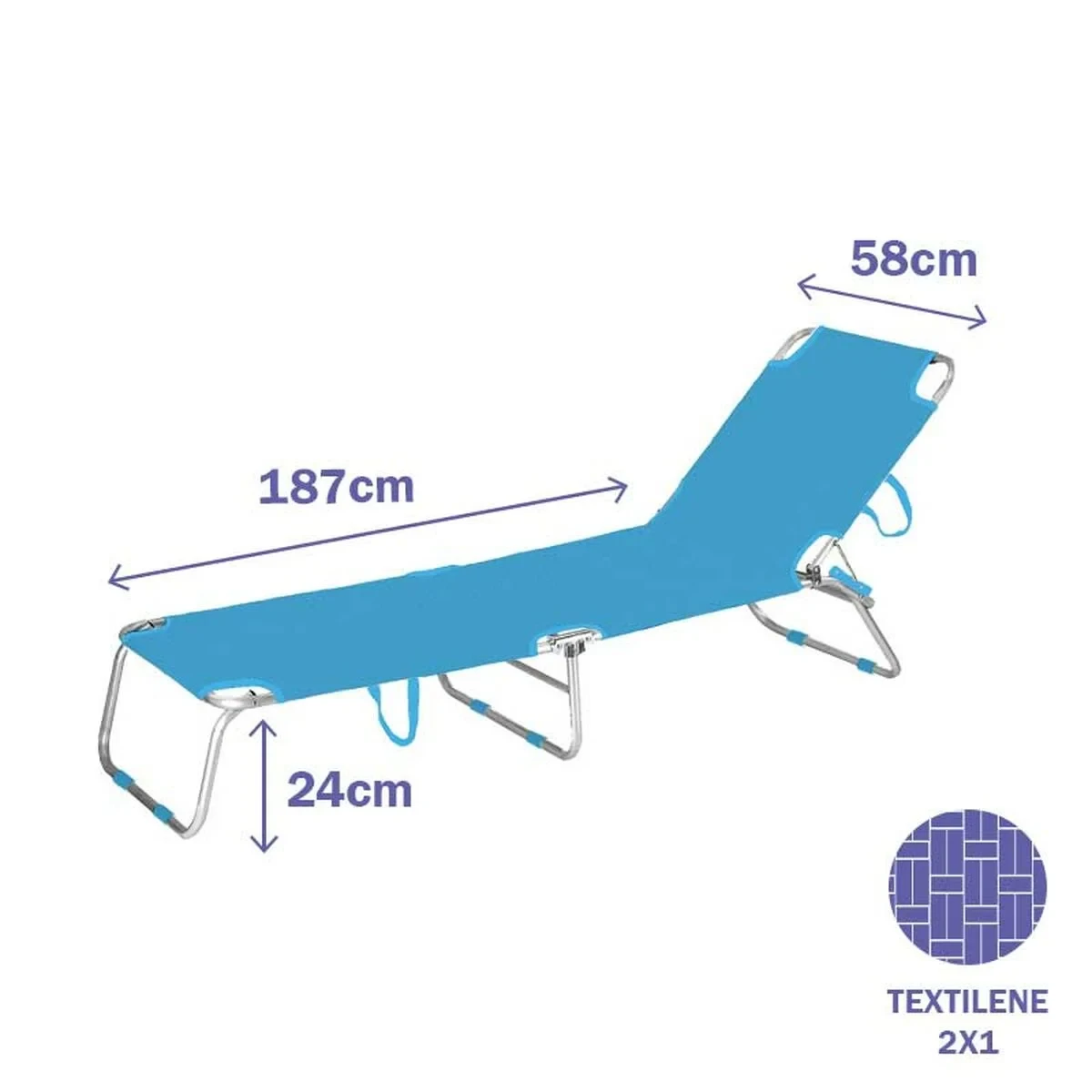 Marbueno Tumbona Plegable Aluminio Azul Playa y Piscina 187X58X24 cm 10460