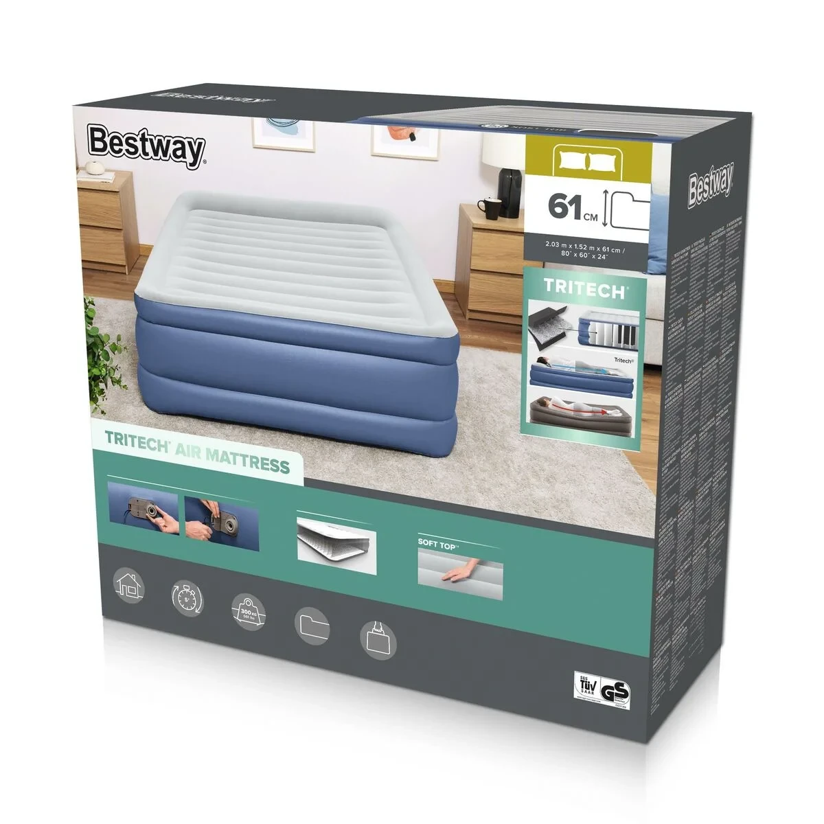 Bestway Cama Doble con Motor 203x152x61 cm Hinchable y Camping 67690