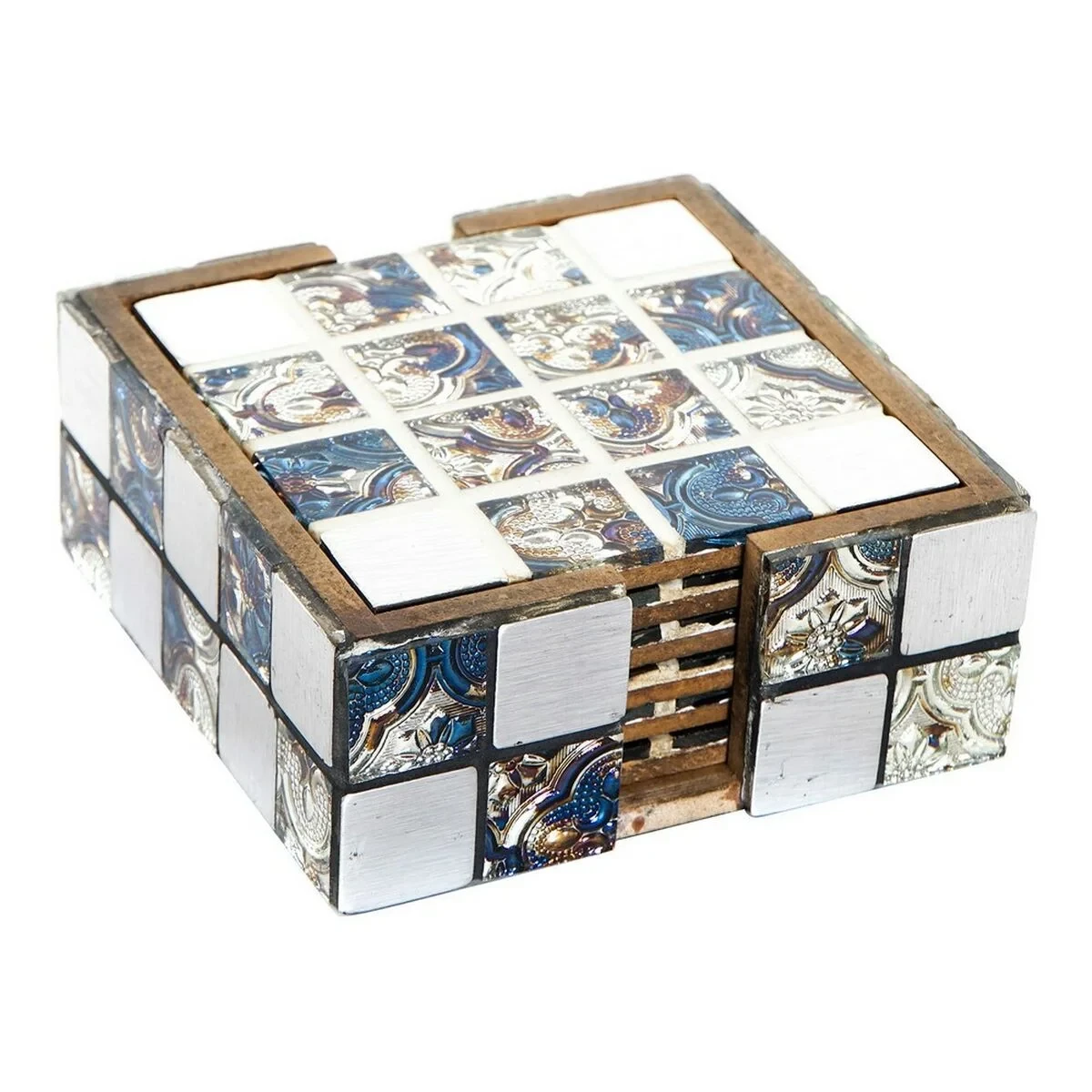 Posavasos DKD Home Decor Resina Madera MDF (6 pcs)