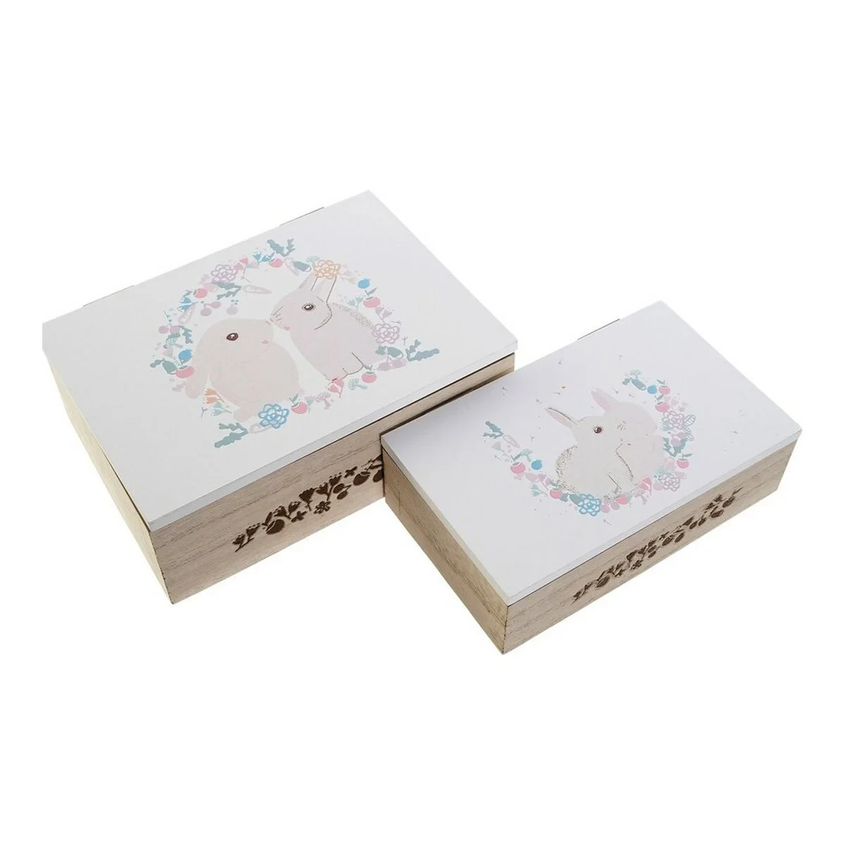 Juego de Cajas Decorativas DKD Home Decor Madera MDF (17 x 12 x 6 cm)