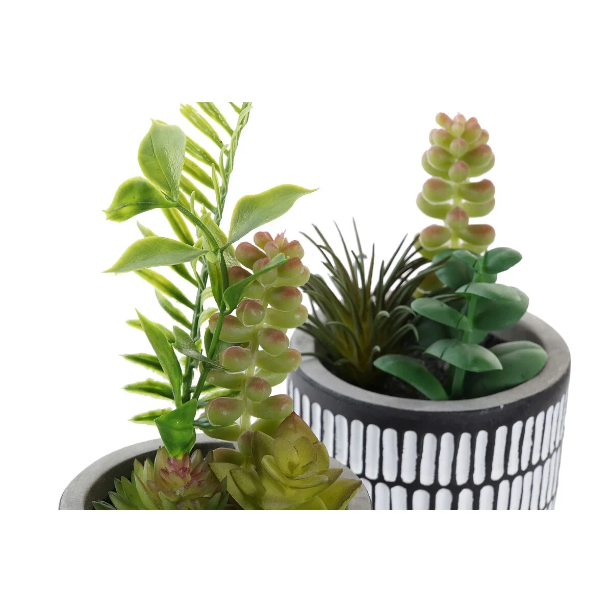 Planta Decorativa DKD Home Decor Cerámica Negro Polietileno Blanco Verde (7 x 7 x 19 cm) (2 Unidades)