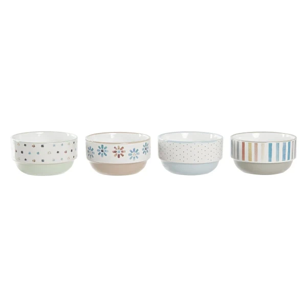 Set de Cuencos DKD Home Decor Gres 460 ml 12 x 12 x 6,5 cm (4 Unidades)