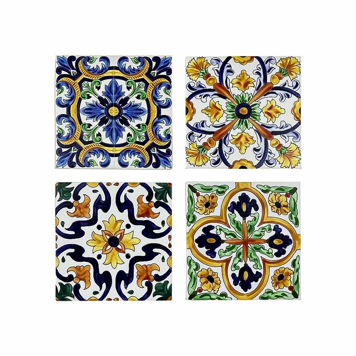 Posavasos DKD Home Decor Azulejo 4 Unidades (10,8 x 10,8 x 0,7 cm)